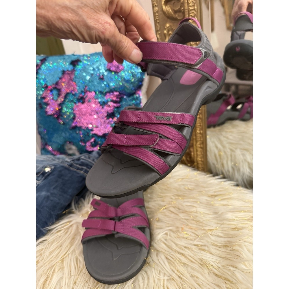 Teva Women's Tirra Sport Sandals Gray Pink Water Ready Hook Loop 8 outdoor - Picture 5 of 7